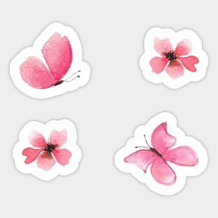 Butterflies and pink flowers Sticker